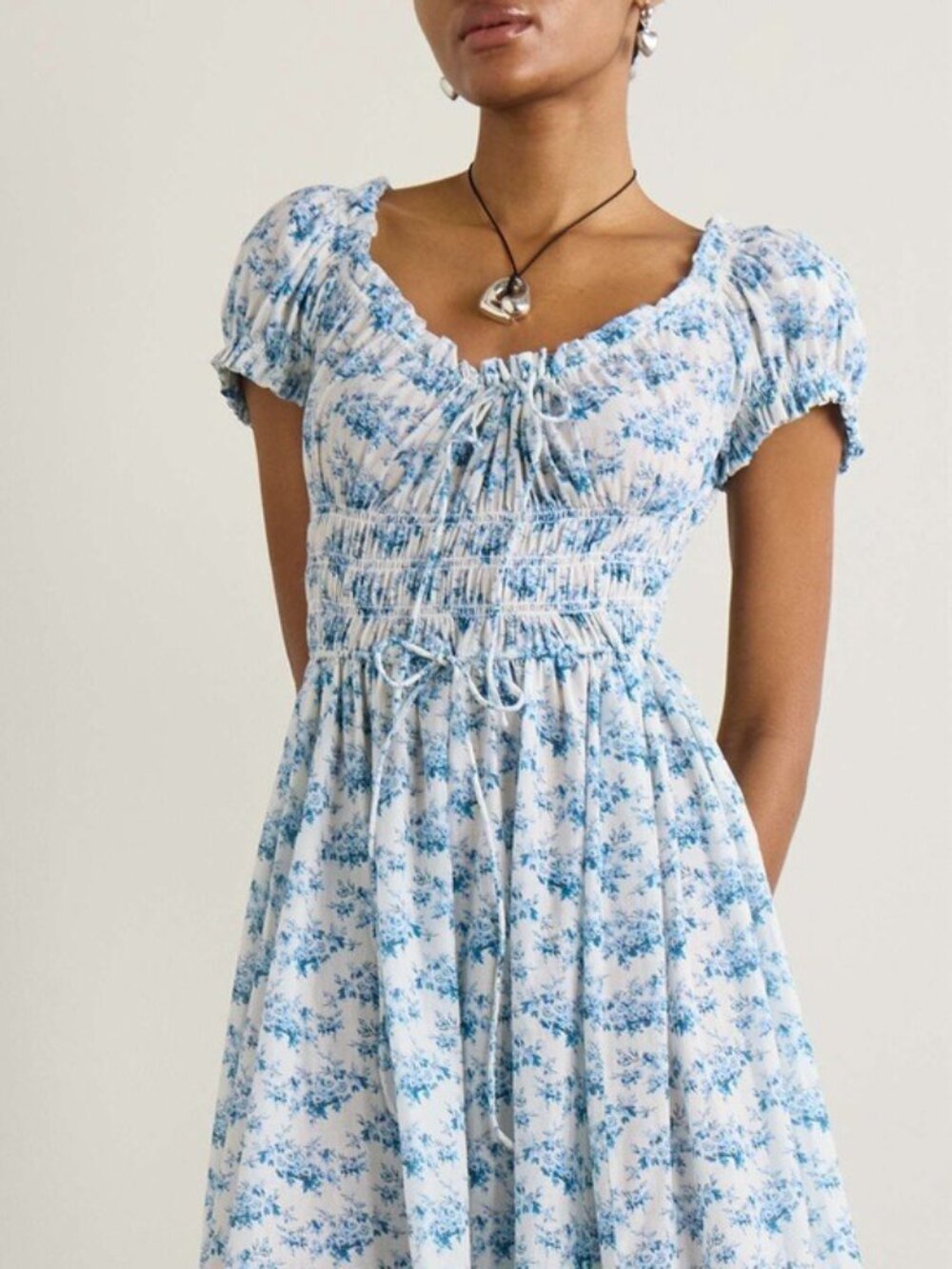 Doen Ashlynn tie-detailed floral-print organic cotton voile midi dress, M - Picture 13 of 13